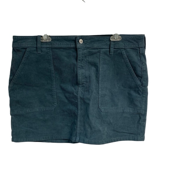 American Eagle Stretch High Rise Dark Teal‎ Corduroy Mini Skirt Size 18 - Picture 1 of 11